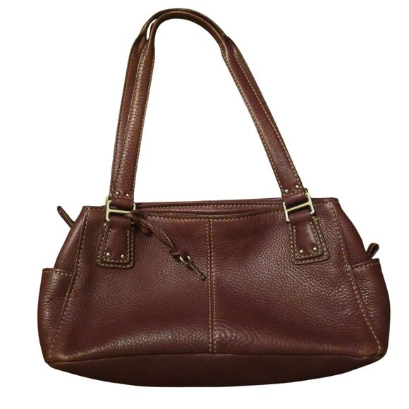 Vintage Fossil Pebbled Leather Bag With Key Brown Satchel Weekender Purse - Picture 1 of 12